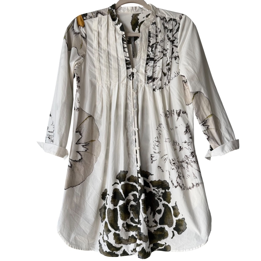 Sophistiqué Made in Italy 100% Cotton‎ Floral Tunic Shirt Dress – Size 38 (US 6)
